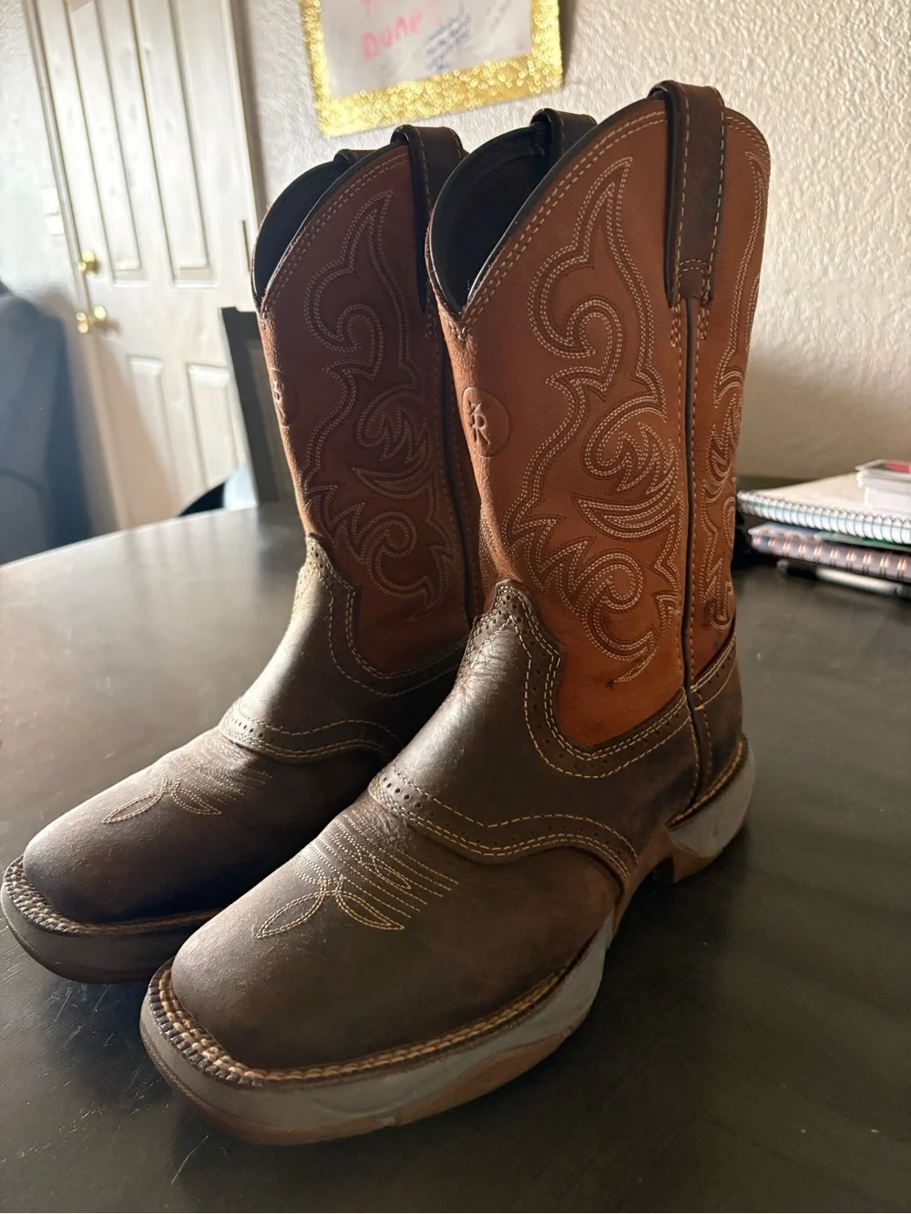 Tony Lama Dusty Brown and Tan Western Work Boots